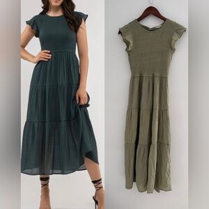 Blu Pepper Nordstrom Sage Green Tiered Midi Maxi Dress | Boho Green Dress